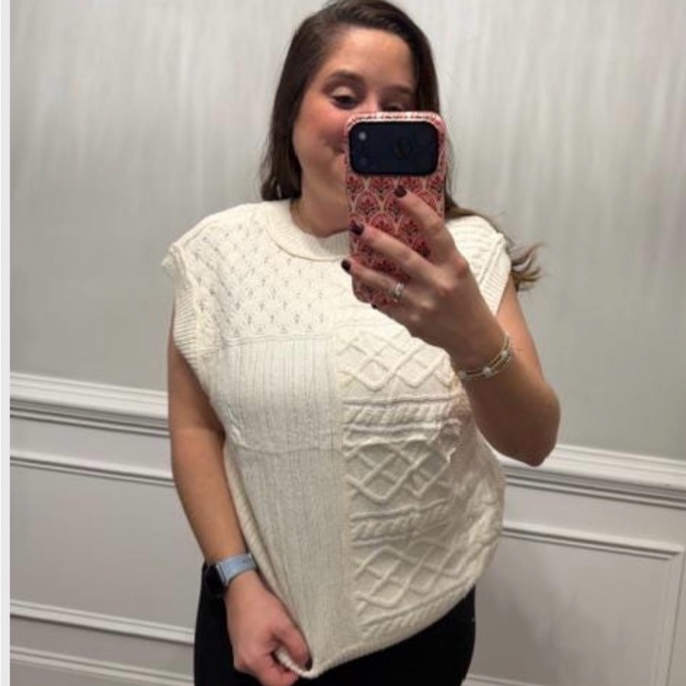 Cream Knit Sleeveless Sweater